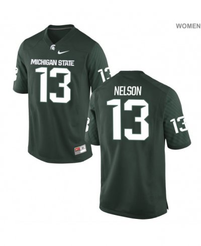 Women's Michigan State Spartans NCAA #13 Laress Nelson Green Authentic Nike Stitched College Football Jersey IE32U47DK